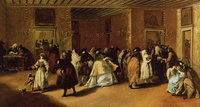 Рис. 9: Франческо Гварди. Ридотто с танцующими и беседующими фигурами в масках. 1755. 108×208. Ка’Рецонико, Музей венецианского искусства XVIII века. Венеция.