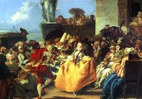Рис. 11: Джованни Доменико Тьеполо. Сцена карнавала или менуэт. 1751. 81×111. Лувр. Х., м.