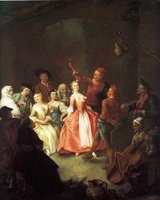 Рис. 4: Пьетро Лонги. Крестьяне, танцующие фурлану. 1750-е. 61,2×49,5. Частная коллекция.
